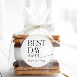 Pegatina Redonda Boda moderno y brillante gracias tarjeta plegada