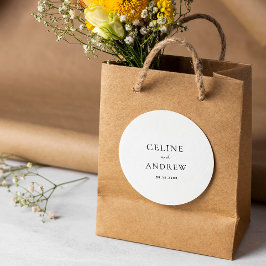 Pegatina Redonda Boda moderno y limpio