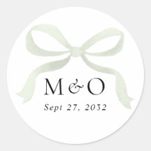 Boda Monograma Acuarela con Lazo Verde Salvia Mode