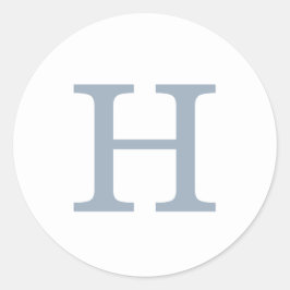 Pegatina Redonda Boda monograma azul y blanco entrelazado simple