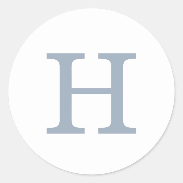 Pegatina Redonda Boda monograma azul y blanco entrelazado simple (Anverso)