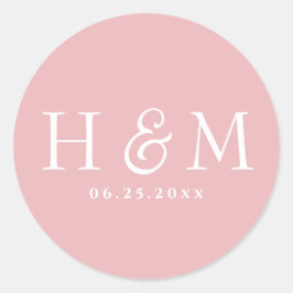 Pegatina Redonda Boda Monograma de Tipografía Simple y Elegante