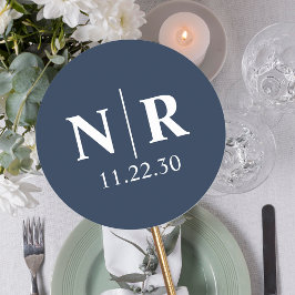 Pegatina Redonda Boda Monograma Novia Y Groom Iniciales