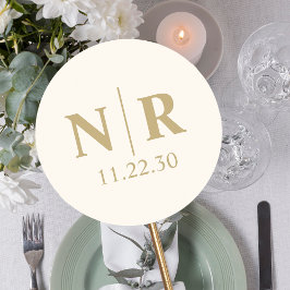 Pegatina Redonda Boda Monograma Novia Y Groom Iniciales