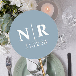 Pegatina Redonda Boda Monograma Novia Y Groom Iniciales