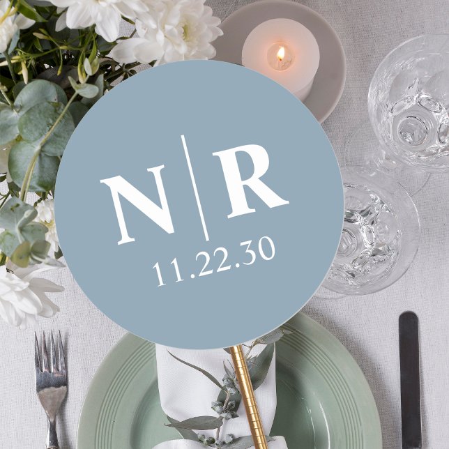 Pegatina Redonda Boda Monograma Novia Y Groom Iniciales (Subido por el creador)