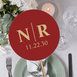 Pegatina Redonda Boda Monograma Novia Y Groom Iniciales