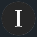 Pegatina Redonda Boda Monograma Pegatinas negros<br><div class="desc">Estos pegatinas presentan un elegante monograma I. ¡Excelente para favores de boda,  etc!</div>