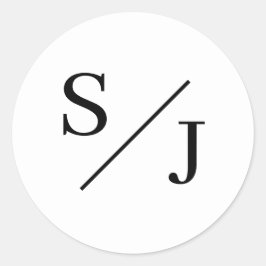 Pegatina Redonda Boda monograma simple