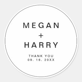 Pegatina Redonda Boda monograma simple y elegante