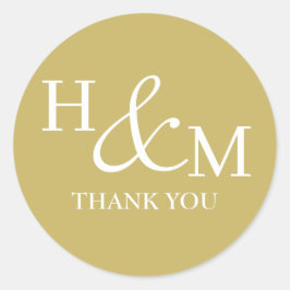 Pegatina Redonda Boda Monogramada Simple Elegante Moderna