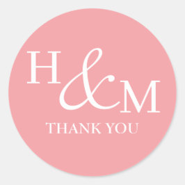Pegatina Redonda Boda Monogramada Simple Elegante Moderna