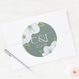 Pegatina Redonda Boda monogramado Apple Blossom