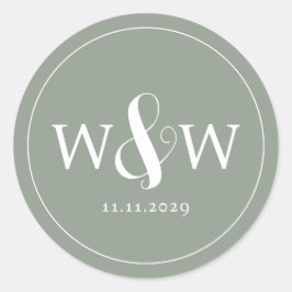 Pegatina Redonda Boda monogramado moderno y elegante
