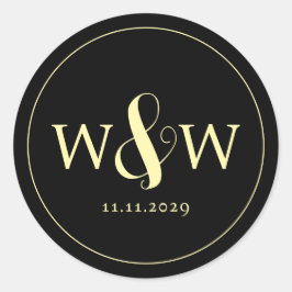 Pegatina Redonda Boda monogramado moderno y elegante