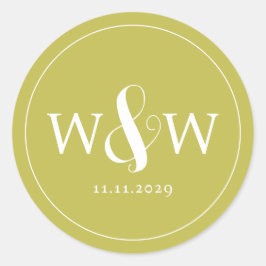 Pegatina Redonda Boda monogramado moderno y elegante