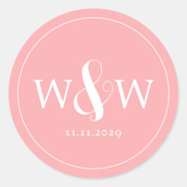 Pegatina Redonda Boda monogramado moderno y elegante