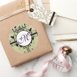 Pegatina Redonda Boda Monogramo