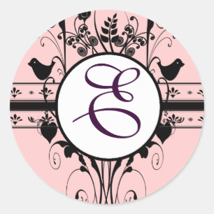 Pegatina Redonda Boda Monogramo
