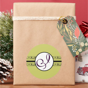 Pegatina Redonda Boda Monogramo