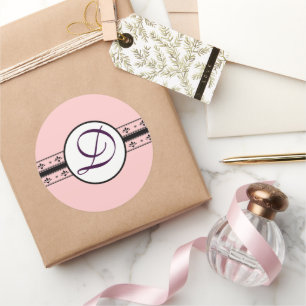 Pegatina Redonda Boda Monogramo