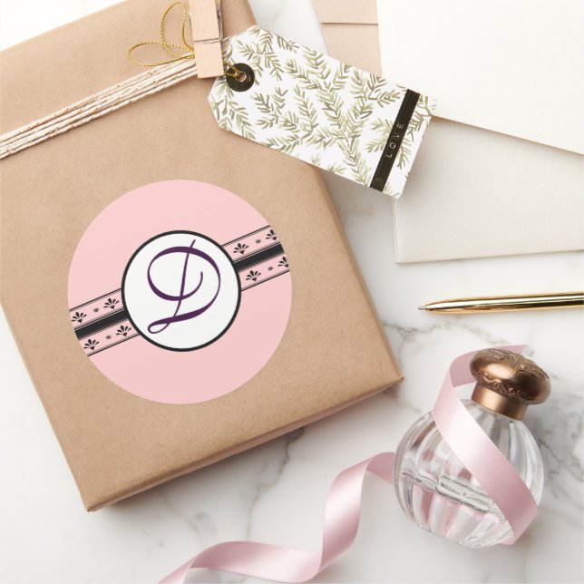 Pegatina Redonda Boda Monogramo (Regalar)