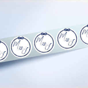 Pegatina Redonda Boda Náutico Costero