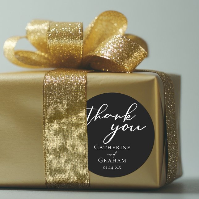 Pegatina Redonda Boda Negra Chic Simple (Subido por el creador)