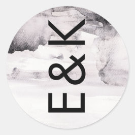 Pegatina Redonda Boda Neutral de Género Ultra Moderno