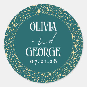 Pegatina Redonda Boda nocturno Verde azulado de Stars