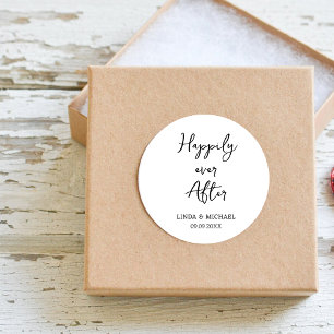 Pegatina Redonda boda, novio de la novia, feliz para siempre,