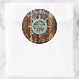 Pegatina Redonda Boda o compromiso náutico ruso