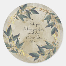 Pegatina Redonda Boda Olive Wreath Personalizado