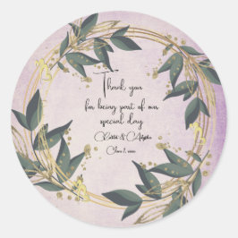 Pegatina Redonda Boda Olive Wreath Personalizado