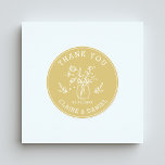 Pegatina Redonda Boda Oro y Blanco Gracias Mason Jar Flowers<br><div class="desc">Crea Tu Propio Boda Gracias Pegatina Redondo. Para una personalización más avanzada de este diseño,  haga clic en el botón "Personalizar" de arriba.</div>