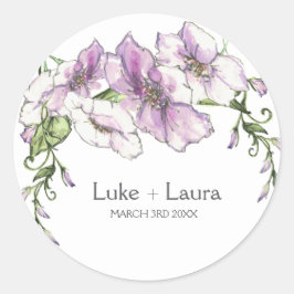 Pegatina Redonda Boda Pansy moderno