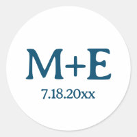 Boda Pareja Azul Iniciales y Fecha