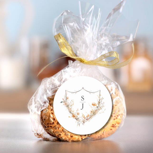 Pegatina Redonda Boda Peach Wildflower (Subido por el creador)