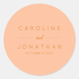 Pegatina Redonda Boda personalizada de escritura Minimalista modern