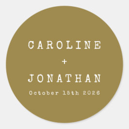 Pegatina Redonda Boda personalizada de máquina de escribir Minimali