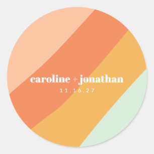 Pegatina Redonda Boda personalizada geométrica pastel menta retro