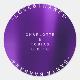 Pegatina Redonda Boda personalizada gracias a una ciruela púrpura m
