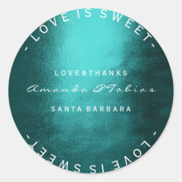 Pegatina Redonda Boda personalizada gracias al verde tropical Verde