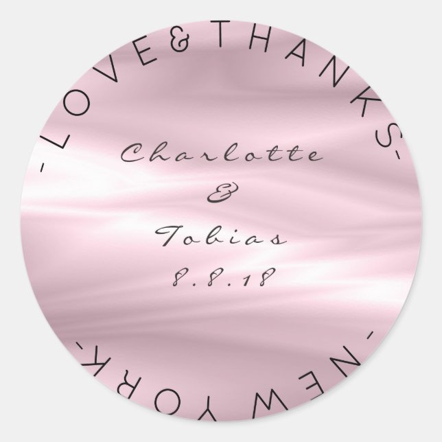 Pegatina Redonda Boda personalizada Gracias Lilac Lavanda Púrpura O (Anverso)