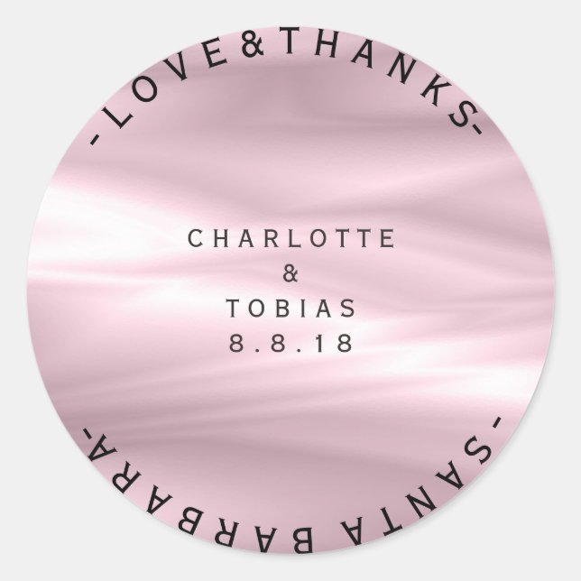 Pegatina Redonda Boda personalizada Gracias Lilac Lavanda Púrpura O (Anverso)