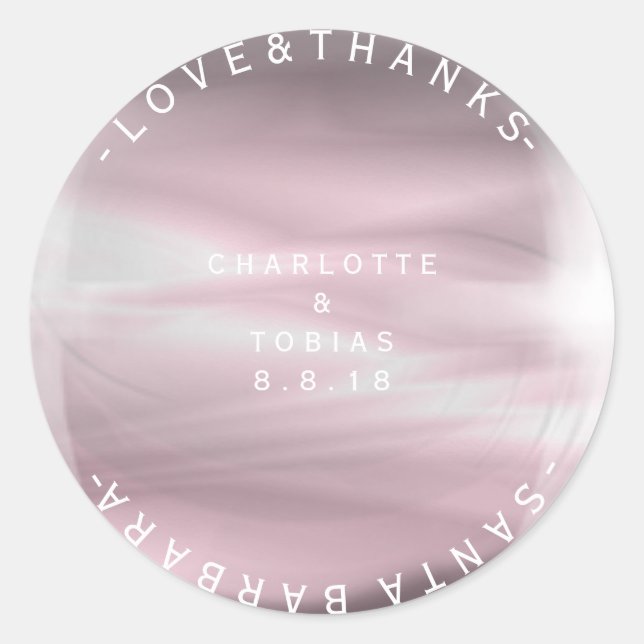 Pegatina Redonda Boda personalizada Gracias Lilac Vidrio de Lavanda (Anverso)