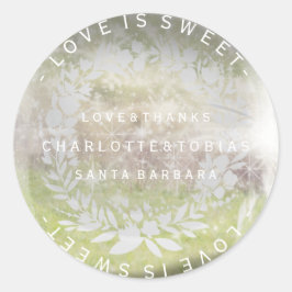 Pegatina Redonda Boda personalizada Gracias Vidrio Verde Mint