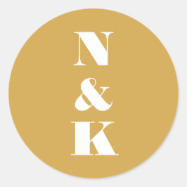 Pegatina Redonda Boda personalizada minimalista moderna en monogram