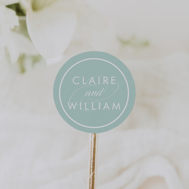 Pegatina Redonda Boda personalizada Mint Green (Subido por el creador)