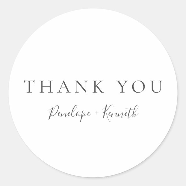 Pegatina Redonda Boda personalizada moderna de escritura minimalist (Anverso)